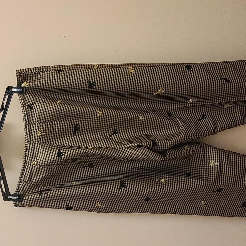 Peter Martin Silk pants, sz 10. Black/Gold jungle print